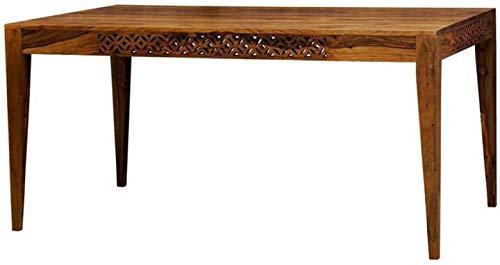 Image of Furniture Wooden Dining Table 6 Seater | Six Seater Dinning Table with Chairs | Dining Room Set | Sheesham Wood, Natural Brown Finish