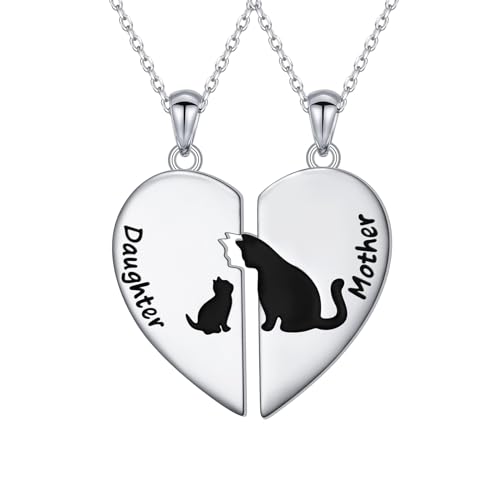 DAOCHONG S925 Sterling Silver Mother Daughter Set 2 Granddaughter Family Heart Pendant Necklace Jewelry from Dad Mom Grandmother Son Birthday