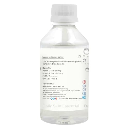 Bhumija Lifesciences Pure Vegetable Glycerine for Face | 100% Natural Unscented Glycerine, Food Grade, Chemical-Free | Liquid Moisturizing Beauty Skin Care | Cake Fondant