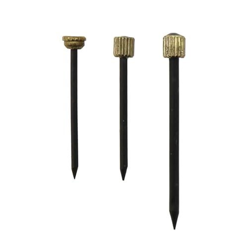 Image of MEETOOT 110PCS 3 Size Black Centre Piercing Brass Cap Studs Picture Hanging Pegs Wall Decorative Nail Hardware Hook Nail for Fixing Hook Coat Hanger Kitchen Tool Keychain