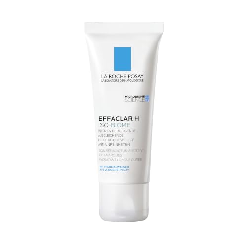 La Roche Posay Feuchtigkeitspflege bei austrocknender Akne-Behandlung, Mildert Unreinheiten und regeneriert, Mit Niacinamid und Provitamin B5, Effaclar H Iso-Biome, 40 ml