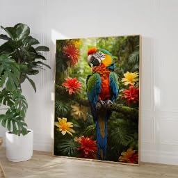 Impression perroquet jungle aux couleurs éclatantes toile murale 50x75 cm