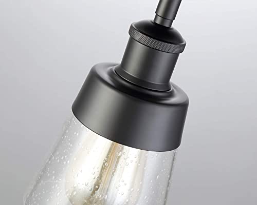Industrial Glass Flush Mount Light Fixture Mini Clear Seeded Glass Shade Semi Flush Mount Ceiling Light For Hallway Farmhouse Kitchen Entryway, Black #TOP4