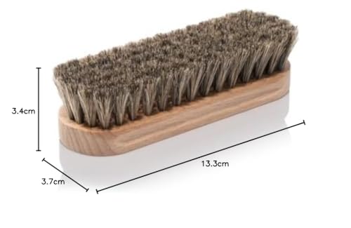 Renapur Premium-Pferdehaarbürste - Superweiche Borsten mit ergonomischem Holzgriff, ideal zum Polieren von Leder & Reinigen von Wildleder oder Stoffschuhen/-Stiefeln