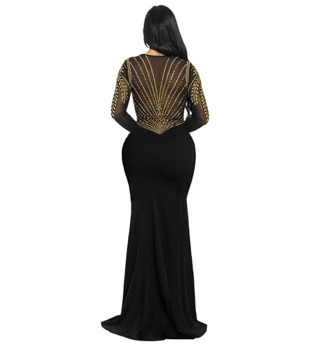 Image of PORRCEY Women's Sexy Elegant Rhinestone Bodycon Dress Hot Drilling Clubwear