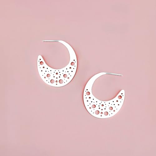 Nebula Hoop Earrings | Sterling Silver Large Big Geometric Cut Out Galaxy Star Night Sky Constellation Earrings | Perfect Gift for Her2