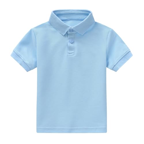2025 - Niños Pequeños Niñas Manga Corta Verano Casual Sólido Caballero Tops Vacaciones Camisas Camisetas Niños Camisetas 152, azul, 12-18 meses