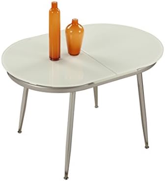 Chintaly Imports Donna Self-Storing Extension Dining Table, White