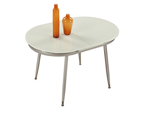 Chintaly Imports Donna Self-Storing Extension Dining Table, White #TOP27