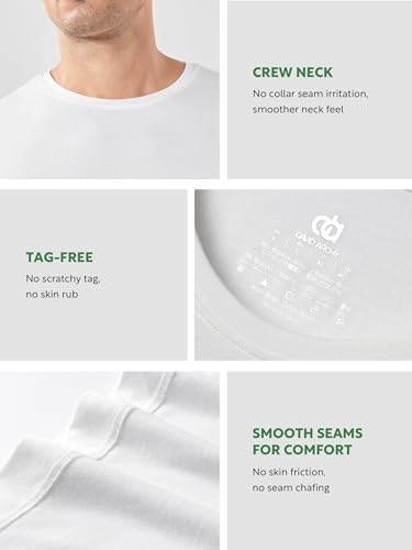 Image of DAVID ARCHY Men's Moisture-Wicking Undershirt Crew Neck T-Shirts 3 /5 Pack | Bamboo Rayon, Breathable, Cooling, Soft, Lightweight, Stay-Tucked, Classic, For layering, Work, Casual