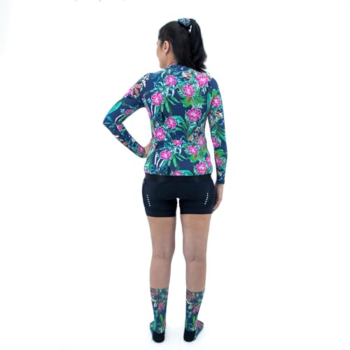 Camisa de Ciclismo Manga Longa Feminina Márcio May Funny Blueisch Nature