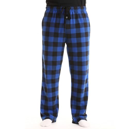 FollowMe 45902-1C-L Polar Fleece Pajama Pants for Men/Sleepwear/PJs, Blue Buffalo Plaid, Large