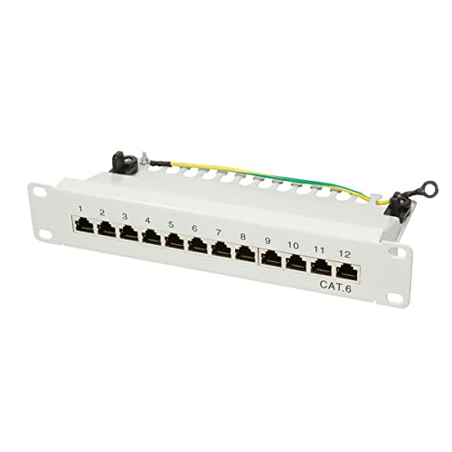 LogiLink Panneau de brassage 12 ports Cat6 RJ45 25,4 cm (10") Blindage intégral Gris (Import Allemagne)