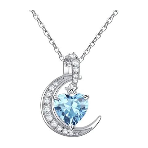 Qings Crescent Moon Aquamarine Necklace for Women Cover