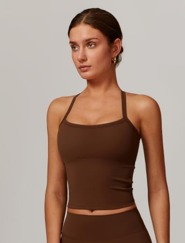 Image of QBGJTD Womens Longline Sports Bras Cross Back Active Gym Yoga Padded Workout Crop Tank Top with Built in Bra