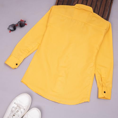 Image of Vikita Enterprise Kid Boy's Cotton Solid Shirt with Spread Collar Neck Full Sleeves Button Closure Curved Length and One Pocket | Shirt For Kids Boys