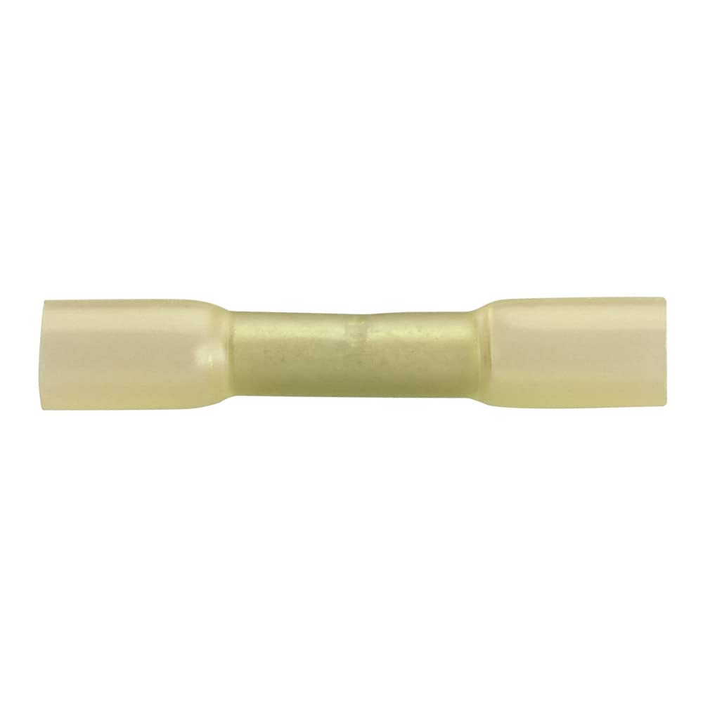 Heschen Butt Splice Connector Heat Shrinkable Insulated, BHT0.5, 0.12-0.2mm² (26-24 AWG), Electrical Cable Crimp Tube Sleeving Wrap, Yellow, 100 Pack