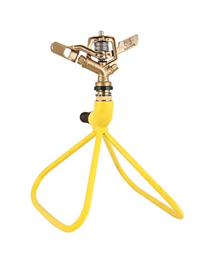 Image of DIVINE TREE 360 Degree Rotating Automatic Garden Brass Sprinkler with Stand Heavy Duty Brass Impact Head Sprinkler-Irrigation System for Lawn