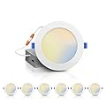 ECOELER 6 Pack 6 Inch 5CCT Ultra-Thin LED Recessed Ceiling Light with Junction Box, 2700K/3000K/4000K/5000K/6000K Selectable, 12W, 1100Lm, Dimmable Canless Recessed Lighting, ETL&FCC Listed