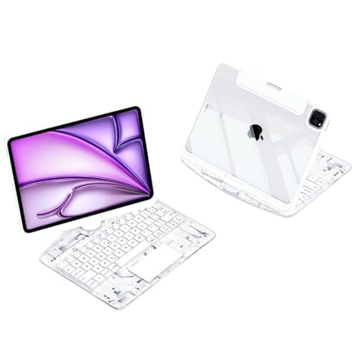 新品｜iPad11/10.9対応｜日本語配列キーボードケース｜透明白 ipad用キーボード付きケース [日本語配列]バックライト付き、360