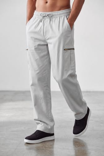 RynoGear Store RynoGear Men's Cotton Cargo Pants, Light Grey, 6 - Image 3