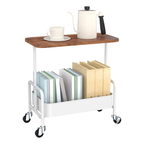 WISH SUN ���S�� �L���X�^�[�t�� 2�i �L�b�`�����S�� ������� �T�C�h�e�[�u�� ���[���S�� �ړ��֗� ���b�N �g���ȒP ��44cm×���s30cm×����53cm(�z���C�g)