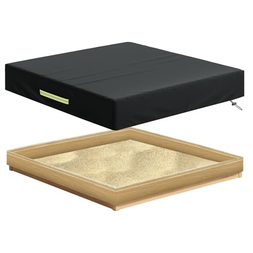 Rouzin Sandkasten Abdeckung - 120x120x20cm, 210D Oxford Abdeckhaube Sandkasten Wasserdicht, Schutzhülle für Sandkasten Abdeckplane Quadrat Sandkastenplane
