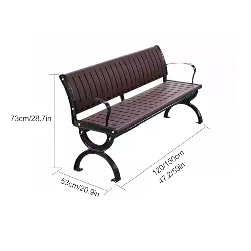 Banco de jardín metálico de 120 cm con respaldo resistente a UV 5