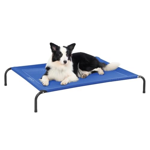 ペットベッド 高さのある屋外用黒ペット犬用ベッド 防水 折りたたみ式 取り外し可能なワイヤーフレーム ペット犬用ベッド ペットベッド 犬(Blue,34.3*21.8*8in)