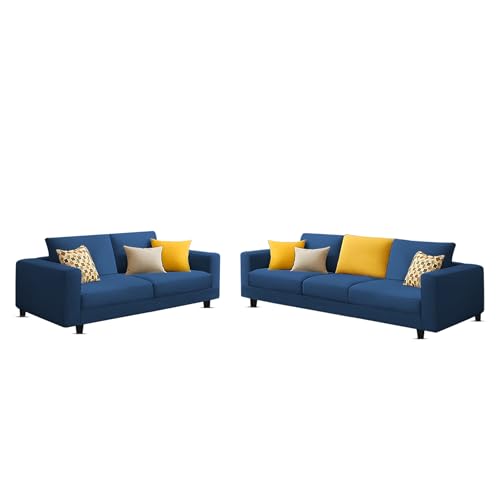 Image of Galib 3+2 Seater Sofa Set for Living Room (Blue Fabric) Premium Fabric Sofa Set
