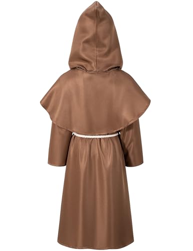 Disfraz completo infantil de monje medieval con capa y capucha miniatura 4