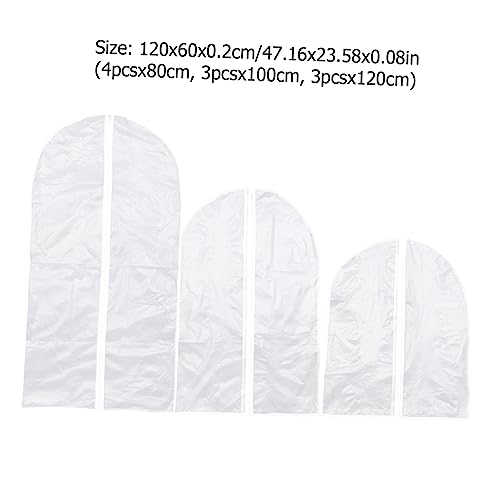 ABOOFAN 10pcs Translucent Peva Clothes Protective Cover Washable Storage Bags for Coats Dresses Suits Scratch Resistant Zippered Garment Bags Neat Wardrobe Organization2