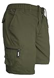 JUST LOOK Mens Cargo Shorts Combat Multi Pocket Elasticated Waist Plain Lightweight Shorts (as8, Alpha, m, Regular, Short, Khaki)