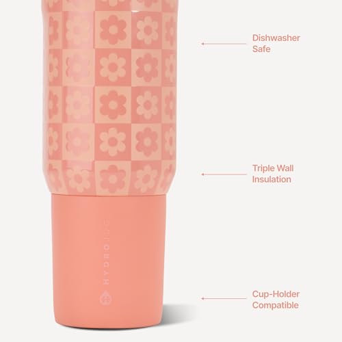 Image of HydroJug Sport 20 oz Insulated Stainless Steel Water Bottle, Daisy Checkers