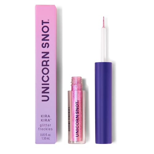 Unicorn Snot KiraKira Glitter Freckle Pen Duochrome Color Shifting Vegan Eyeliner & Face Paint Waterproof Precision Brush 0.05 fl oz Mood (Purple to Pink)
