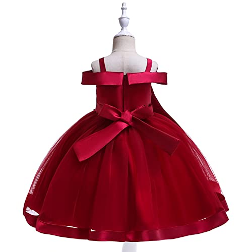 Bebeone Girls Flower Dress Kids Formal Pageant Party Wedding Dresses (Burgundy-120) #TOP1