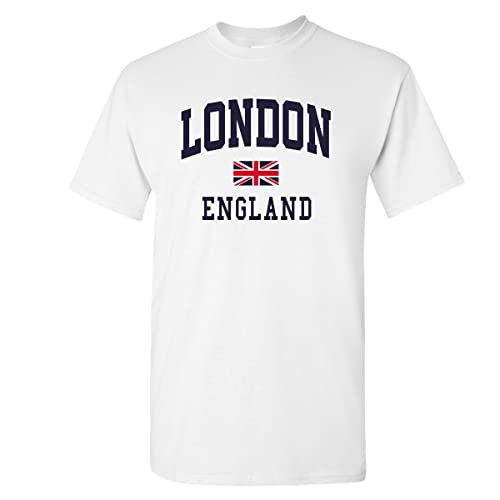 Image of Snapit - London England with Union Jack Souvenir Quality Printed T-Shirt (White, L)