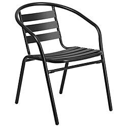 Flash Furniture Lila Black Metal Restaurant Stack Chair With Aluminum Slats #TOP15
