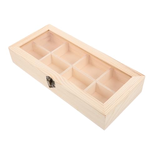 iplusmile Caja de Almacenamiento de Madera con Ventana Transparente para Joyas Estuche Organizador Portátil de Escritorio para Aretes y Collares