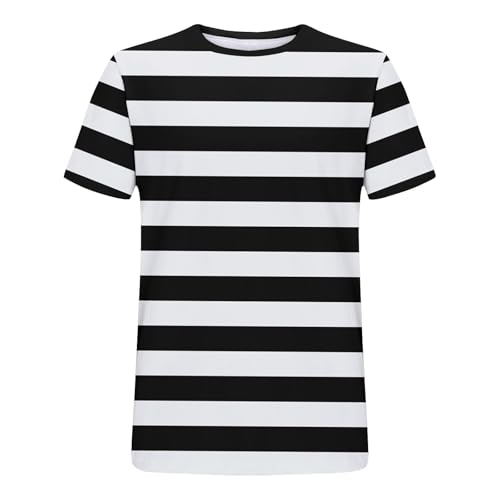 Striped Shirt for Men Short Sleeve T Shirt Crewneck Fitted Everyday T-Shirt Casual Tee Regular Fit Workout Fashion 20253