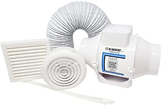 Complete Kit in White Colour- High Power Shower Extractor Fan with Timer for Bathroom, En-Suite, Wet /Utility Rooms, Workshop, Office, Warehouse, Shop Damp Mould Control