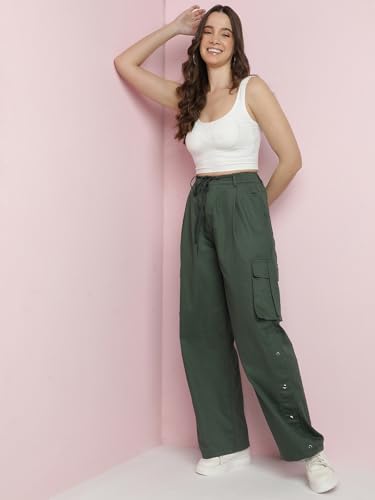 Image of KOTTY Women's High Rise Relaxed || Straight || Joggers Fit Cargo's for Pants || Trousers