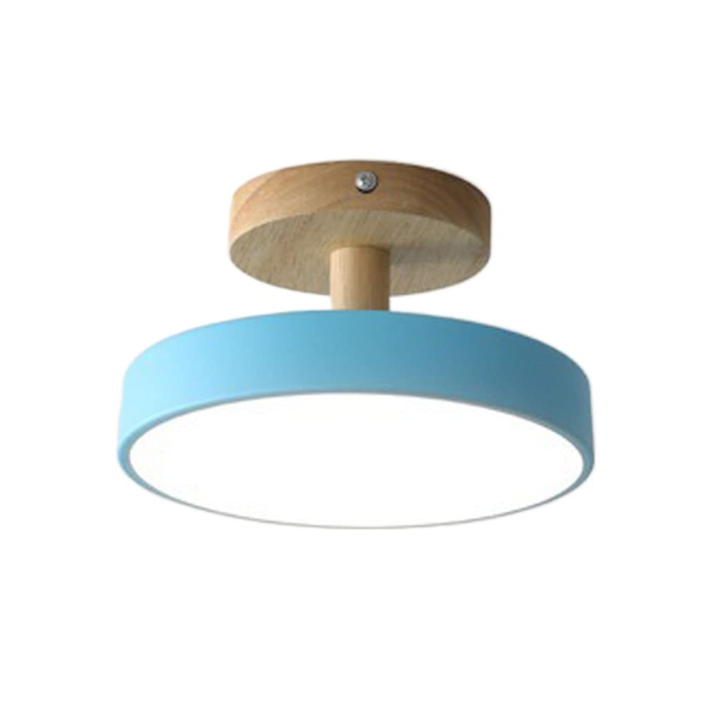 UMIMO Modern LED Ceiling Light, Minimalist Wood Style Semi Flush Mount Ceiling Light Fixture, Circle Lighting Lamp With Crylic Lampshade For Hallway Entry Aisle Entrance (Yellow, 7'')