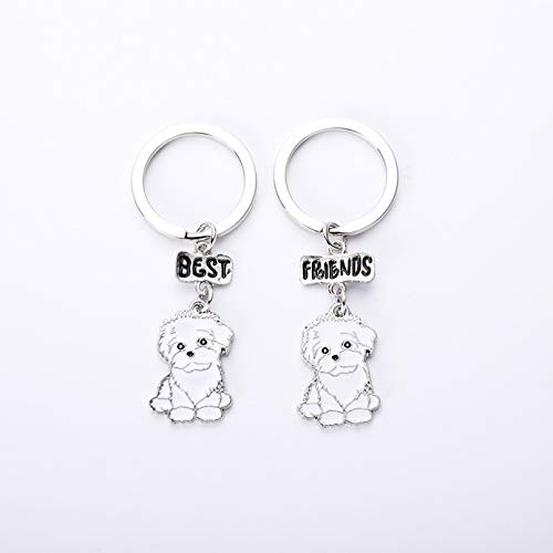 Preisvergleich Produktbild HGFJG 2Pcs / Lot Netter Hund Schlüsselbund Paare Geschenk Beste Freunde Brief Schlüsselring Tier Auto Schlüsselring Frauen Männer Geschenke Haustier