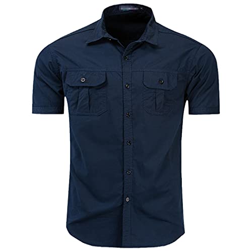 Chemise militaire homme manches courtes en coton premium noir foncé XL