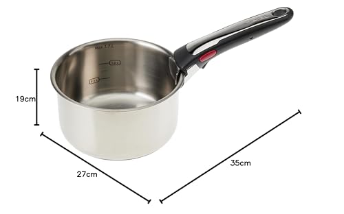 Tefal Juego de 4 piezas Ingenio, sartenes de 16/18/20 cm y 1 asa extraíble, inducción, acero inoxidable, apilables, ahorran espacio, fabricadas en China, Preference On L898S334