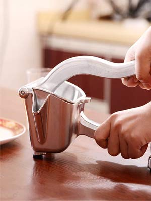 Steel and Aluminium Manual Fruit Juicer Hand juicer, Fruit juicer Instant juicer Orange juicer, Steel Handle Juicer,Manual Lemon Juicer [Silver]