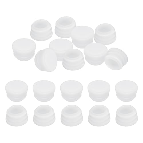 Image of PATIKIL 7 /8 inch Plastic Tubing End Caps, 20Pcs Round Hole Plug Insert for Round Iron Pipe Chair Legs Table Bookshelves Furniture, White