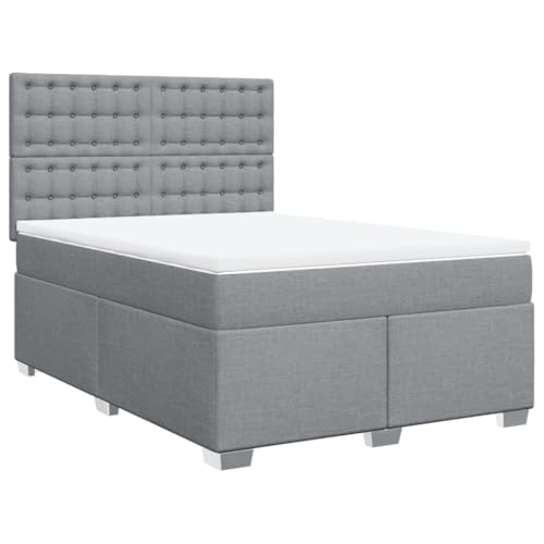 Solivagant Cama Box Spring con colchón Tela Gris Claro 160x200 cm,Gris,104.94kg,3290553