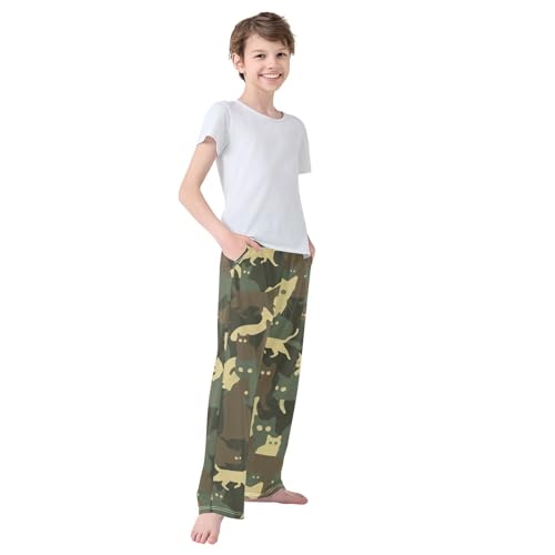 Boys' Pants Forest Camouflage Cats Long Bottoms Jogger Pants Elastic Waist Trousers with Pockets S-XL4